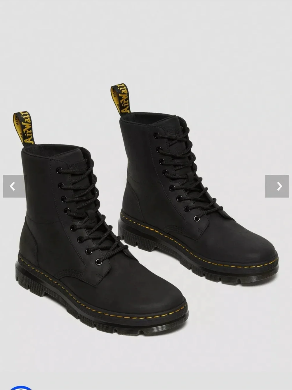Doc Martens Black Leather Combs Combat Boots - Men's 9 (42 EU)